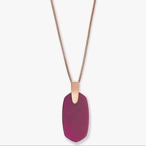 Kendra Scott Long Pendant Necklace Rosegold - Maroon Jade